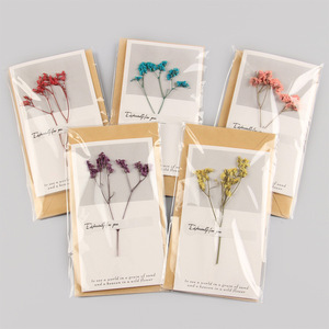 <span class=keywords><strong>Carte</strong></span> de voeux de mariage pour la Saint-Valentin avec enveloppe double fleur sèche naturelle Babysbreath - Product Image 1