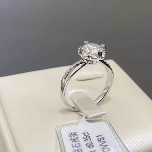 SANYI IGI <span class=keywords><strong>GIA</strong></span> <span class=keywords><strong>Report</strong></span> da 1CT a 3CT CVD HPHT Lab diamante PT950 VVS1 anello di fidanzamento rotondo anello di diamante coltivato da laboratorio per regalo - Product Image 1