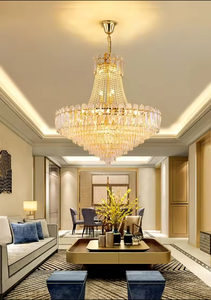 Precio de fábrica Iluminación interior Ámbar Gris Sala de estar Moderna Islámica Colgar Luz K9 Araña de cristal - Product Image 3