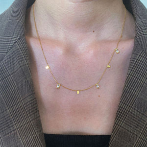 Moda kadınlar CZ zirkon 18K altın kaplama paslanmaz çelik küçük kolye su damlası zarif takı kolye - Product Image 3