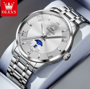 Reloj de Cuarzo Original de la Marca OLEVS 3638 para Hombre, Reloj de Pulsera de Acero Inoxidable con Fase Lunar, Luminoso, Resistente al Agua y con Fecha - Product Image 6