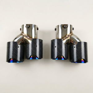 Embouts d'échappement quadruples en fibre de carbone brillante pour BMW 340i G20 M340i, remplacement de tuyau d'échappement avec intérieur en acier inoxydable, ajustement OEM - Product Image 3