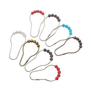 Ganchos para cortina de ducha de estilo chino con forma de calabaza con cuentas, accesorios de baño extraíbles, montados en la pared de acero al carbono - Product Image 5
