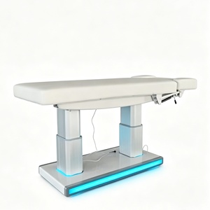 Meubles <span class=keywords><strong>de</strong></span> salon <span class=keywords><strong>de</strong></span> beauté modernes, <span class=keywords><strong>table</strong></span> <span class=keywords><strong>de</strong></span> massage <span class=keywords><strong>de</strong></span> salon avec base en acier inoxydable argenté, 3 moteurs, <span class=keywords><strong>lit</strong></span> <span class=keywords><strong>de</strong></span> spa facial électrique - Product Image 4