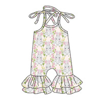 Combinaison pour enfants personnalisée avec imprimé œuf de Pâques, cordon de serrage et dentelle double couche, adorable combinaison pour filles