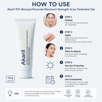 Akaril 100g Peróxido de Benzoilo 10% Gel para el Tratamiento del Acné, Máxima Potencia, Sin Aceite, Absorción Rápida, Probado por Dermatólogos