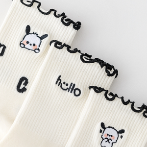 महिला प्यारा पिल्ला कस्टम डिजाइन मोजे महिला सफेद लुभावनी कपास गर्मियों के मोजे - Product Image 2