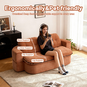 Modern Corner Sofa <b>Set</b> with 2 Pillows Convertible <b>Linen</b> Sofa Bed Eco-Friendly & Durable No Assembly Required - Product Image 6