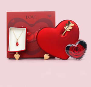 Pink Red Heart Shape Preserved <b>Rose</b> Gift <b>Box</b>, Cupid Arrow Decor Forever <b>Rose</b> <b>Box</b> for Girlfriend Valentine Wedding Present - Product Image 4