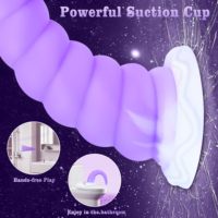 7,68 pouces Dilatateur anal en silicone, Plug anal spiralé, Ventouse puissante et souple, Utilisation mains libres, Étanche, Écologique, Gelance, Jouet pour adultes