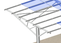 Système de stationnement solaire au sol avec structure en acier et aluminium, pergola pour panneaux photovoltaïques | Art Sign