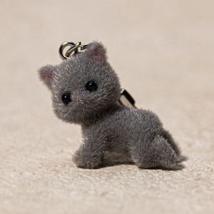 <b>Cute</b> Flocking Animals Cartoon Cats Keychain Resin <b>Doll</b> Fashion Jewelry Pendants Kawaii Plush Cat Keychain Bag Charms Accessories - Product Image 6