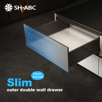 SH-ABC Système de tiroirs double paroi ultra-mince en acier de 500 mm à fermeture amortie, robuste et moderne, pour armoires de cuisine, usage domestique et commercial