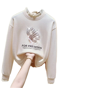Sudadera con Capucha YiXin 2025 para Mujer, Casual, Primavera, Transpirable, de Secado Rápido, Anti-Pilling, Manga Larga, Corte Holgado, Cuello Redondo, Estampada, Poliéster/Algodón - Product Image 1