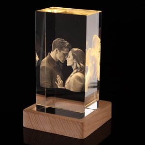 Ảnh pha lê 3D hình trái tim với đế ánh sáng | khắc laser thủy tinh tùy chỉnh cá nhân & khắc ảnh - Product Image 4
