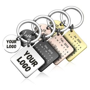 Llaveros de Metal con Forma de Corazón Cuadrado de Acero Inoxidable Grabables, Accesorios de Moda, Venta al Por Mayor - Product Image 1