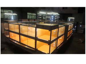 Conception de kiosque de centre commercial exposition verre mur blanc type vitrine comptoir affichage <span class=keywords><strong>bijou</strong></span> extérieur armoire racks - Product Image 3