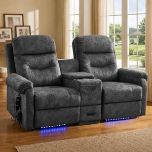 Sofá <span class=keywords><strong>Reclinable</strong></span> Eléctrico de Dos Plazas con Calefacción, Masaje por Vibración y Consola de Almacenamiento, Ideal para Autocaravanas - Product Image 6
