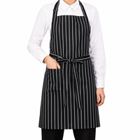 Tablier à bretelles rayé imperméable avec sangle réglable, logo personnalisé, uniforme de chef pour restaurant, cuisine, café, grill, boulangerie