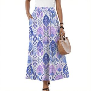 Jupe midi personnalisée en lin respirant et denim, imprimé numérique, effet délavé, design bandage, sequins, volants, poches cargo, toutes tailles - Product Image 2