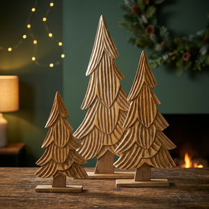 Handmade Wooden Christmas Tree Tabletop Decoration Standing Holiday Ornament for Living Room <b>Desk</b> Decor - Product Image 2