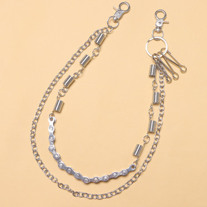 โซ่คล้องกางเกงโลหะสองชั้นสไตล์พังก์ พร้อมพวงกุญแจ สำหรับคาดเอวและกางเกงยีนส์ เครื่องประดับแฟชั่น - Product Image 3