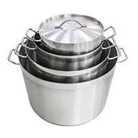 Marmite à soupe de cuisine professionnelle en acier inoxydable de 50 L, style 03/04/05, robuste, design classique, pour cuisinières à gaz et à induction