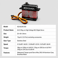 Servomoteur numérique brushless XQ-POWER XQ-BLS8125D 25KG pour UAV RC 2026, étanche, engrenages en acier inoxydable, boîtier en aluminium CNC, 8.4V