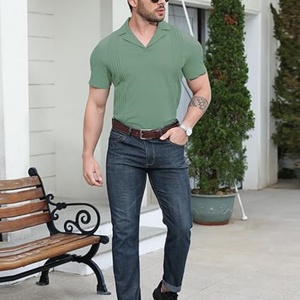 Camisa de Manga Corta para Hombre, Deportiva, Transpirable, Corte Regular, Diseño con Flecos, Casual, Verano, con Cuello - Product Image 6
