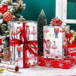 Christmas Wrapping Paper <b>Nutcracker</b> Pattern Red Silver Snowflake Double Side Metallized Paper Gift Wrapping Paper - Product Image 1