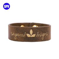 PULSEN LLCB01 Bracelet de manchette pour jeunes en similicuir léger, durable, écologique et gravable au laser, 8 1/2" x 3/4"