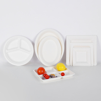 Assiettes jetables biodégradables ODM résistant à l'huile vaisselle sans PFAS assiettes en papier sauce bagasse canne à sucre naturelle