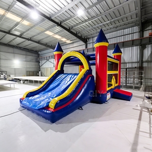 Château gonflable combiné commercial bleu foncé pour enfants et adultes, idéal pour les fêtes en extérieur - Product Image 2
