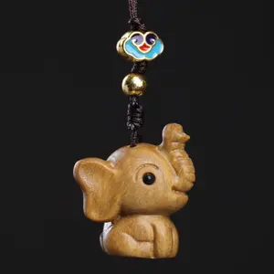 Ciondolo elefante in legno cartoon cute baby elephant borsa per cellulare ciondolo portachiavi accessori per appendere l'auto