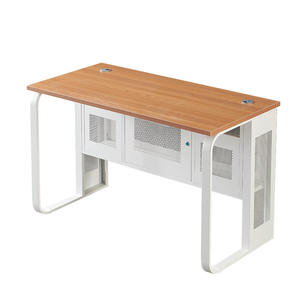 Bureau d'ordinateur moderne en bois avec tiroirs ; Conçu pour les étudiants, comprend des trous de gestion des câbles, adapté aux écoles. - Product Image 1