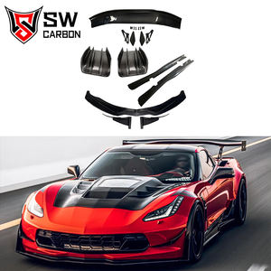 Kit carrosserie en fibre de carbone pour Chevrolet <span class=keywords><strong>Corvette</strong></span> <span class=keywords><strong>C7</strong></span> <span class=keywords><strong>Stingray</strong></span>/Z06/Grand Sport 2014-2019 : Lame de pare-chocs avant, jupes latérales, diffuseur, spoiler - Product Image 1