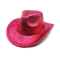 Chapeau de cowboy à paillettes scintillantes de haute qualité, unisexe, pour adultes, festivals, cosplay, spectacles de danse