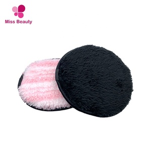 New Arrivals High Quality Microfiber Pink Round Shape Reusable Makeup Remover Pads with Double Side - Product Image 4