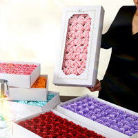 Fleurs Artificielles Souvenirs, Têtes de Roses Éternelles en Savon à Trois Couches, Faites à la Main, Emballage Cadeau DIY pour Mariage