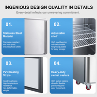 Réfrigérateur vertical commercial en acier inoxydable, type armoire réfrigérée, pour restaurant, hôtel, cuisine, stockage alimentaire
