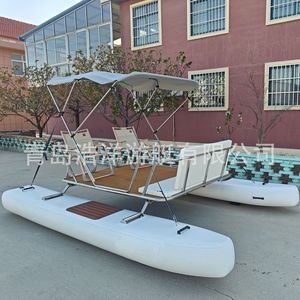 Catamarano Gonfiabile Veloce in PVC Rinforzato da 3,8 m per Sport Acquatici, Pesca, Kayak o Come Piattaforma Galleggiante - Product Image 5
