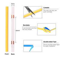 Strip LED COB 5mm 384LED/M Kepadatan Tinggi Fleksibel FOB DC12V/24V Lampu Bar Putih Hangat Dingin 3000K 4000K 6000K untuk Pencahayaan Dekorasi