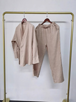Nouvel ensemble décontracté unicolore à lacets pour hommes et femmes, Abaya musulmane à manches longues, style Moyen-Orient Dubaï, haut et pantalon, 2 pièces
