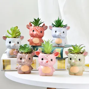 漫画プランター小さなかわいい動物サボテン多肉植物ポットミニセラミックフラワーポット卸売