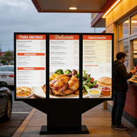 Pantalla LCD para Menú de Restaurante al Aire Libre, Tablero de Visualización Electrónico, Kiosco Digital, Carteles Publicitarios Exteriores Independientes para Autoservicio