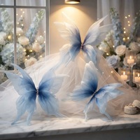 Grandes fleurs en papier organza papillon, décorations florales faites à la main pour mariage, vitrine de centre commercial, toile de fond, décor de photomaton