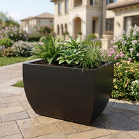 Grand pot de jardin noir, pots à fleurs, jardinière extérieure, grande jardinière en métal pour extérieur