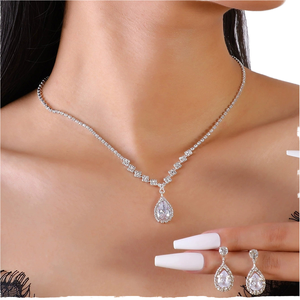 Conjunto de Collar y Pendientes con Monedas Geométricas Estilo Twini, Cadena de Clavícula con Monedas Plateadas, Joyería para Mujer, Aleación Yuanchen - Product Image 1