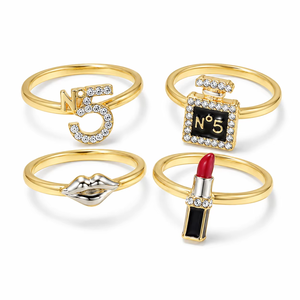 Set di Anelli a Forma di Rossetto per Donne, Design Creativo, Accessorio per Dita da Indossare Quotidianamente - Product Image 1