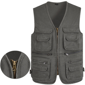 <span class=keywords><strong>Chaleco</strong></span> Multibolsillos para Hombre, 100% Algodón, Estilo Cargo, para Escalada, Pesca, Senderismo, Fotografía, Camping - Product Image 3